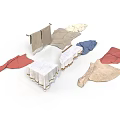 Colorful Household Textiles With Folded And Flat Tablecloths And Napkins In Various Colors And Materials