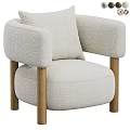 Cozy Beige Leisure Chair with Plush Fabric Cushion and Solid Wooden Legs