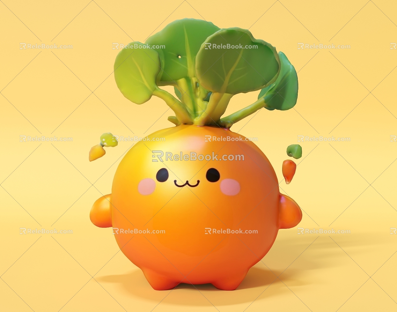 Radish Radish Hand-made Cute Radish Defends Radish Cute Carrot Cartoon Characters Cartoon Characters 3d model