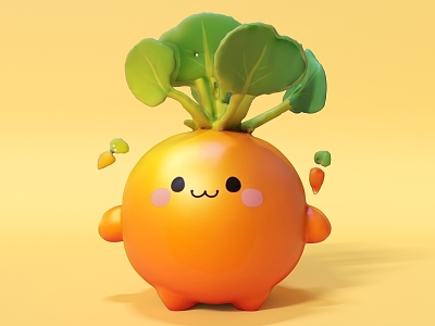 Radish Hand-made Cute Radish Defends Radish Cute Carrot Cartoon Characters Cartoon Characters 3d model