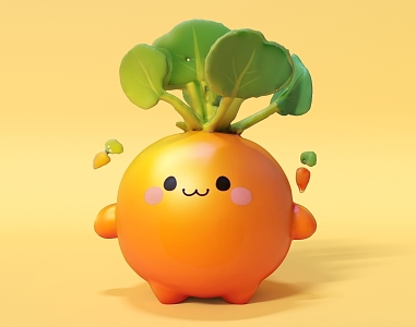 Radish Hand-made Cute Radish Defends Radish Cute Carrot Cartoon Characters Cartoon Characters 3d model