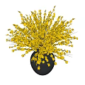 Bright Yellow Flowers in Black Vase Decorative Floral Arrangement for Home