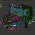 Green Mercedes Heavy Duty Truck Front View With Cab Design And Headlights