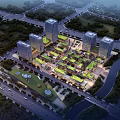 Modern Bird's Eye View Urban Planning Featuring High Rise Buildings Commercial District And Green Spaces