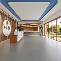 Modern Jiangsu TCM Clinic Reception Area With Marble Desk Chinese Decor And Green Plants