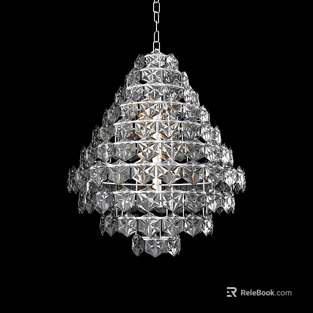 Elegant Multi Layer Crystal Chandelier With Geometric Design And Sparkling Cuts 3d model 