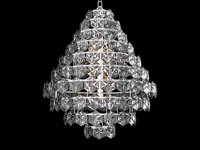 Elegant Multi Layer Crystal Chandelier With Geometric Design And Sparkling Cuts 3d model