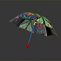Colorful Umbrella With Stained Glass Inspired Floral Pattern And Vibrant Design