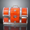 Vintage Red Wooden Chest Design With Metal Straps Lock And Handle