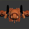 Red Mechanical Robot Design With Extended Arms Antennas And Jointed Legs