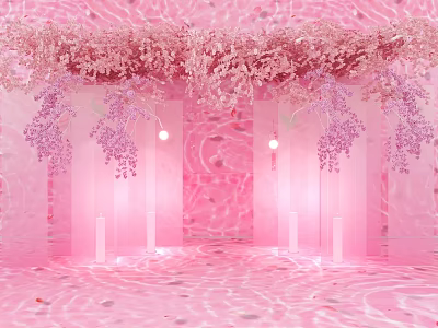 Cherry Blossom Gauze Scroll Valance Gauze Meichen Photo Card Area Photo Area 3d model
