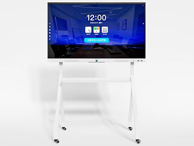 Modern Smart Television With Digital Time Display And App Icons On Mobile Stand 3d model