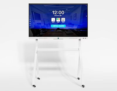 Modern Smart Television With Digital Time Display And App Icons On Mobile Stand 3d model