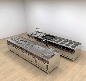 Kitchen equipment commercial kitchen equipment stainless steel cooking stove 3d model