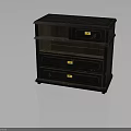 Dark Wooden Chest Of Drawers With Multiple Drawers And Yellow Decorative Labels