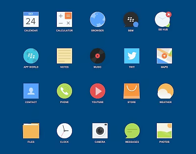 Collection of Mobile App Icons Including Calendar Calculator Browser Music and Weather 3d model