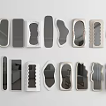 Various Shaped Decorative Mirrors With Modern Frames And Unique Designs 3d model