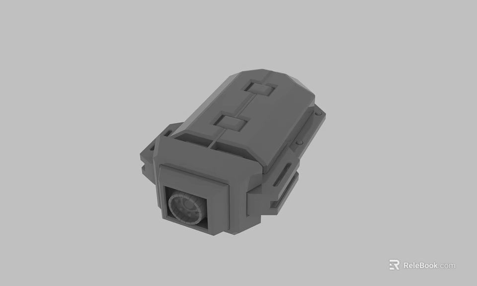 Gray 3D Model Mechanical Device With Compact Design Front Lens And Angular Structure 3d model 