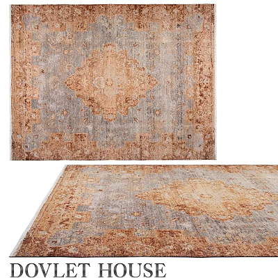 Vintage Distressed Square Rug With Ornate Pattern And Neutral Tones For Home Decor 3d model