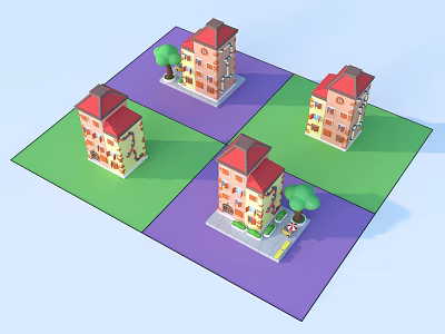 Cartoon toy building sketch 3d model