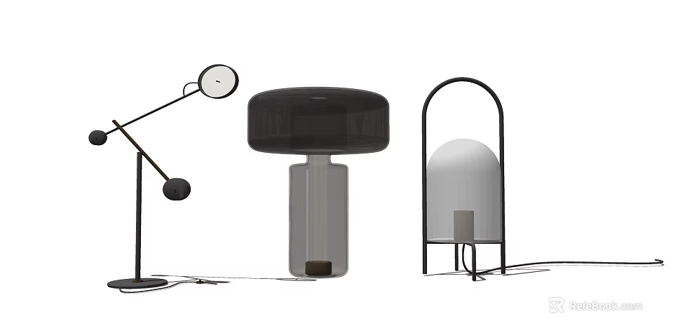 Modern Table Lamps With Geometric Shapes Metal Frames And Glass Shades For Home Decor 3d model 