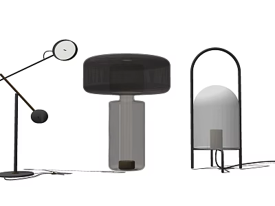 Modern Table Lamps With Geometric Shapes Metal Frames And Glass Shades For Home Decor 3d model