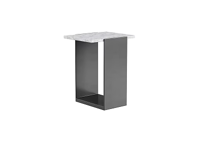 Modern Minimalist Side Table with White Marble Top and Black Metal Frame 3d model