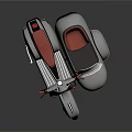 Vintage Gray Scooter with Red Seat Windshield and Side Mirrors Classic Design