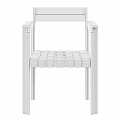 Minimalist Single Chair With Wooden Frame Armrests And Woven Seat