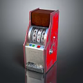 Red And Silver Classic Slot Machine With Reels Lever And Control Buttons 3d model