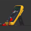 Yellow Digital Multimeter With 0.00 LCD Display And Red Black Test Leads 3d model
