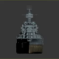 Vintage Naval Battleship As Water Transport With Multiple Turrets And Deck Structures