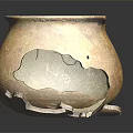 Broken Ceramic Furniture Piece With Damaged Pot And Scattered Fragments
