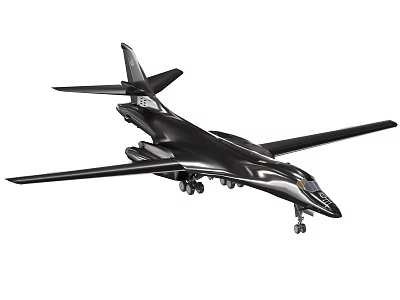 Black Military Fighter Jet With Sleek Aerodynamic Design Extended Wings And Landing Gear 3d model