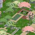 Beautiful Residential Landscape With Lush Trees Colorful Flowers Lawn And Stone Pathways