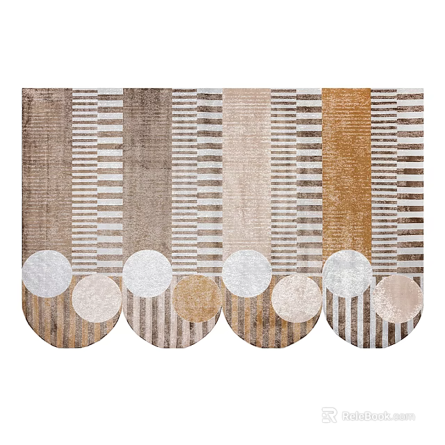 Stylish Rug With Geometric Patterns In Neutral Tones 3d model