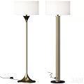 Modern Golden Floor Lamps With White Shades And Sleek Metal Poles