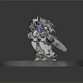 Detailed Robot Model Figures As Mechanical Creatures With Colorful Armor On Circular Textured Base