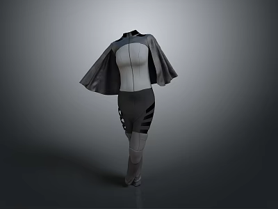 Modern Gray Cloak Jumpsuit With Slim Fit Design For Fashionable Daily Wear 3d model