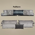 Poliform Stylish Pillow Arrangement With Textured And Solid Gray Navy Designs For Modern Interiors
