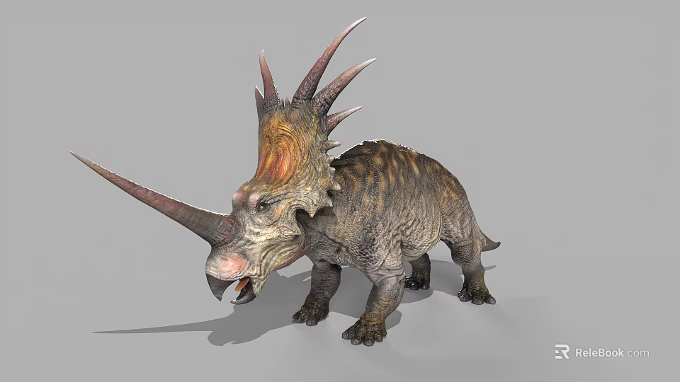 Realistic Triceratops Dinosaur Model with Horns Frilled Skull and Textured Body 3d model 