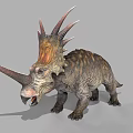 Realistic Triceratops Dinosaur Model with Horns Frilled Skull and Textured Body