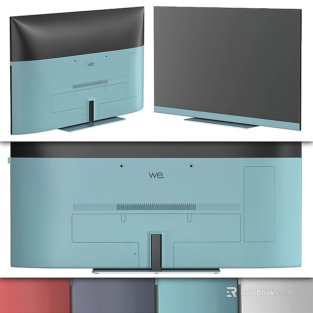 We Brand Light Blue Modern TV With Back Panel Design And Stand 3d model