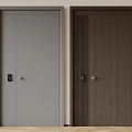 Modern Security Doors with Electronic Locks Gray and Dark Brown Wooden Design Home Safety