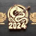 Golden Dragon Themed Ceiling Light With 2024 And Lion Dance Elements 3d model