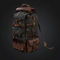 Vintage Leather Backpack With Multiple Straps And Classic Design Features 3d model
