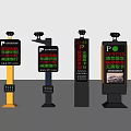 Public Parking Guidance Systems With Display Screens Showing Available Spaces And License Plate Recognition Features