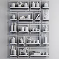 Modern Wall Mounted Cabinets Design With Decorative Glass Jars And Potted Plants