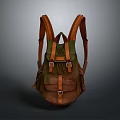 Practical Green And Brown Backpack With Leather Straps And Buckles For Daily Use