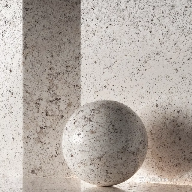 Speckled Stone Construction Components With Textured Column And Sphere Elements 3d model 